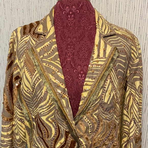 Sandy Starkman American Western Boho Textured Style Blazer Size Medium Vintage - Picture 2 of 14